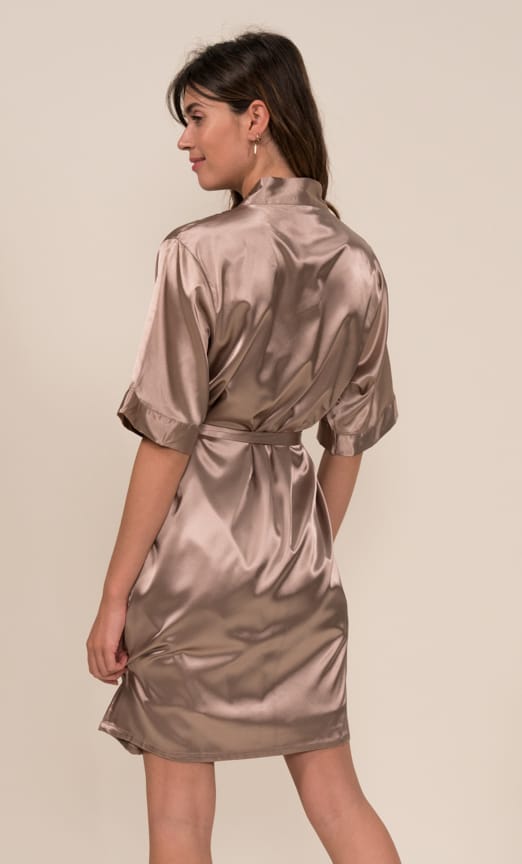 Ensemble Nuisette et Peignoir Satin (Café) SRR SHOPS