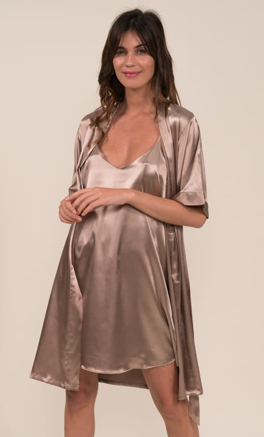 Ensemble Nuisette et Peignoir Satin (Café) SRR SHOPS