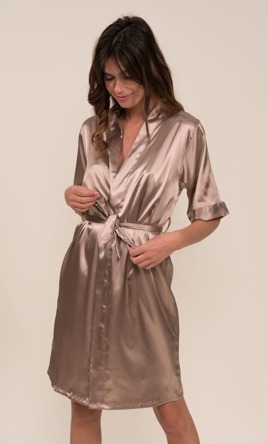 Ensemble Nuisette et Peignoir Satin (Café) SRR SHOPS