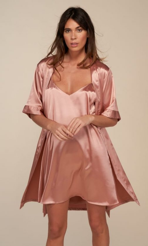 Ensemble Nuisette et Peignoir Satin (Saumon) SRR SHOPS