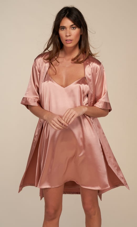 Ensemble Nuisette et Peignoir Satin (Saumon) SRR SHOPS