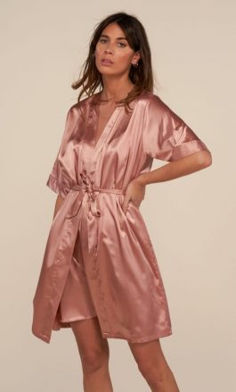 Ensemble Nuisette et Peignoir Satin (Saumon)
