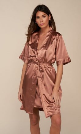 Ensemble Nuisette et Peignoir Satin (Marron)
