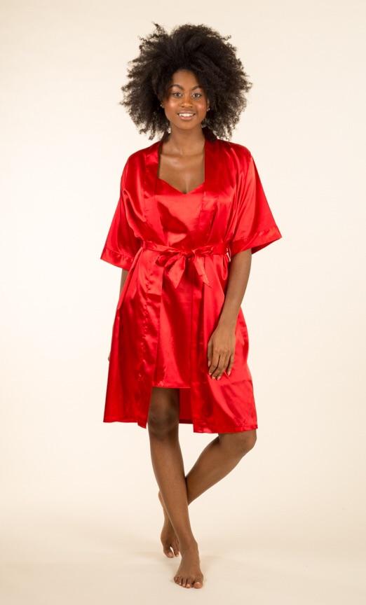 Ensemble Nuisette et Peignoir Satin (Rouge) SRR SHOPS