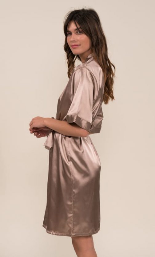Ensemble Nuisette et Peignoir Satin (Café) SRR SHOPS