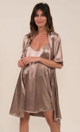 Ensemble Nuisette et Peignoir Satin (Café)