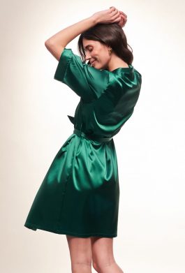 Ensemble Nuisette et Peignoir Satin (Vert)
