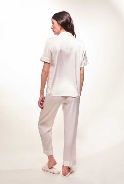Ensemble De Pyjama En Satin Manches Courte (Blanc) SRR SHOPS