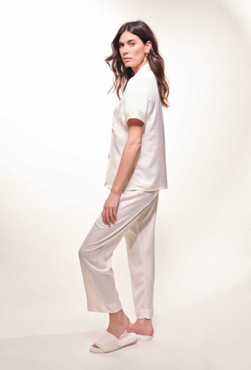 Ensemble De Pyjama En Satin Manches Courte (Blanc) SRR SHOPS