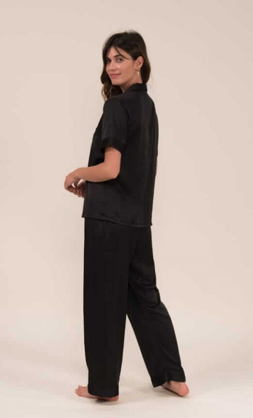 Ensemble De Pyjama En Satin Manches Courte (Noir) SRR SHOPS