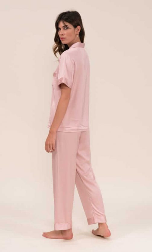 Ensemble De Pyjama En Satin Manches Courte (Rose) SRR SHOPS
