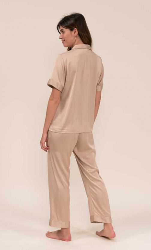 Ensemble De Pyjama En Satin Manches Courte (Beige) SRR SHOPS