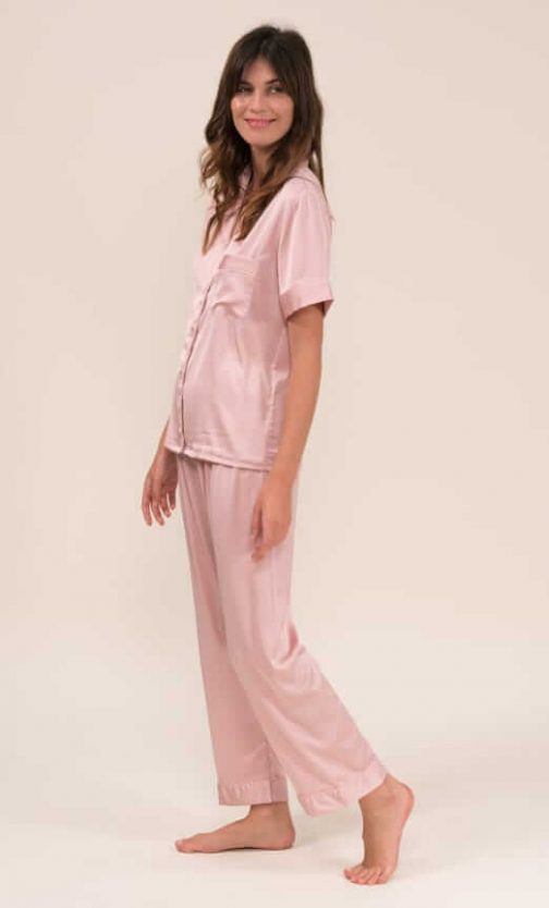 Ensemble De Pyjama En Satin Manches Courte (Rose) SRR SHOPS