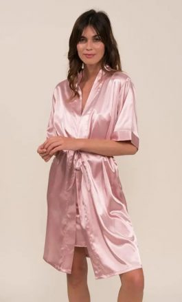 Ensemble Nuisette et Peignoir Satin (Rose)